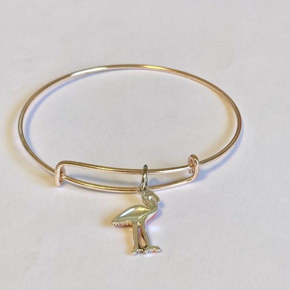 Rose Gold Pink Flamingo Charm Bracelet Peach Enamel Island Bird Plated - Picture 6 of 8